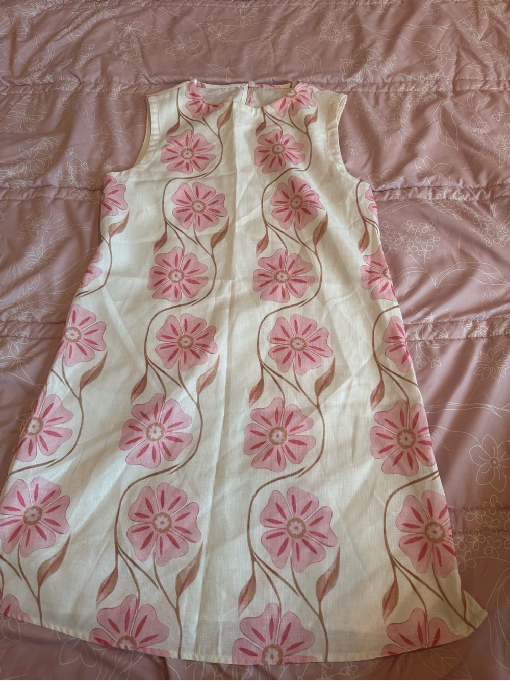 Commense Cream Shift Dress with Pink Floral Motif - Picture 3 of 5